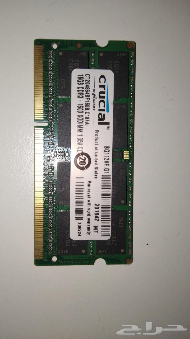 قطعه واحدة رام لابتوب امريكي16gb DDR3 Crucial