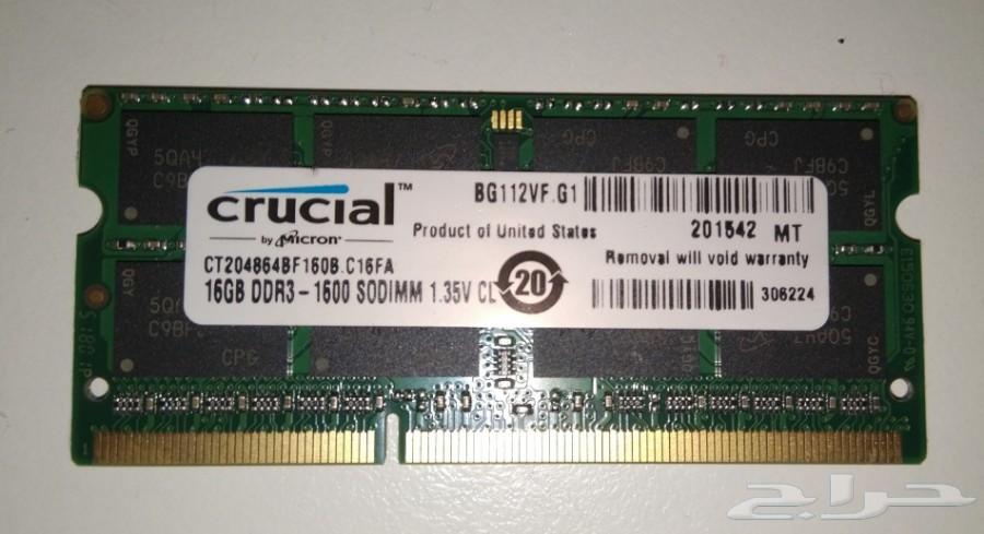 قطعه واحدة رام لابتوب امريكي16gb DDR3 Crucial