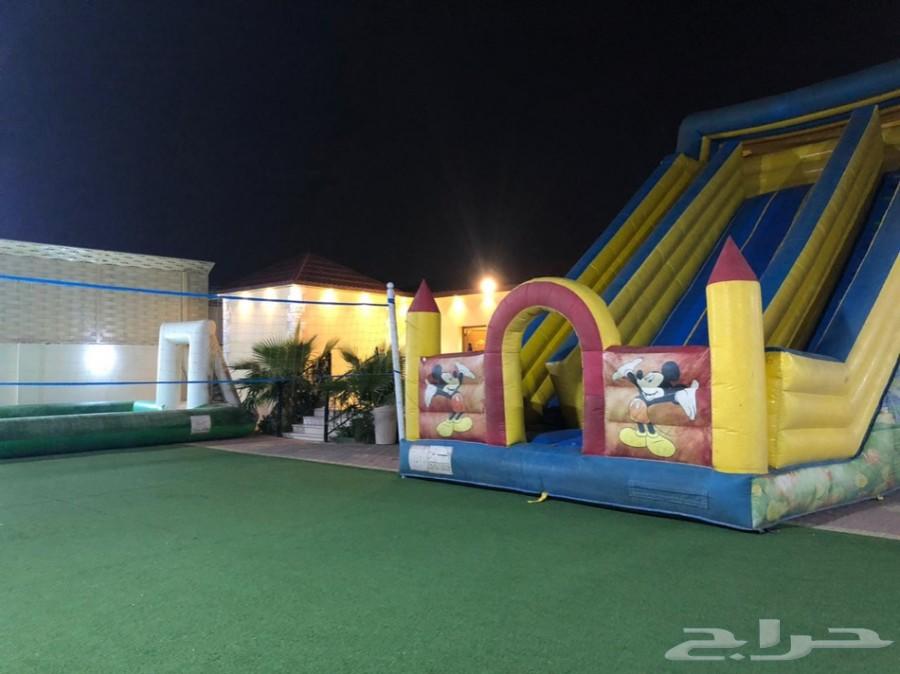 عرض استراحة بملعب صابوني وزحليقة ومسبح