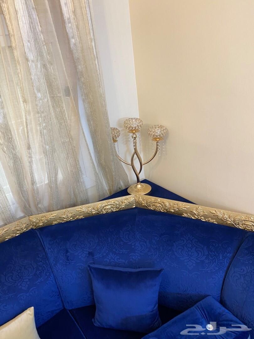 كنب ازرق خشب تفصيل