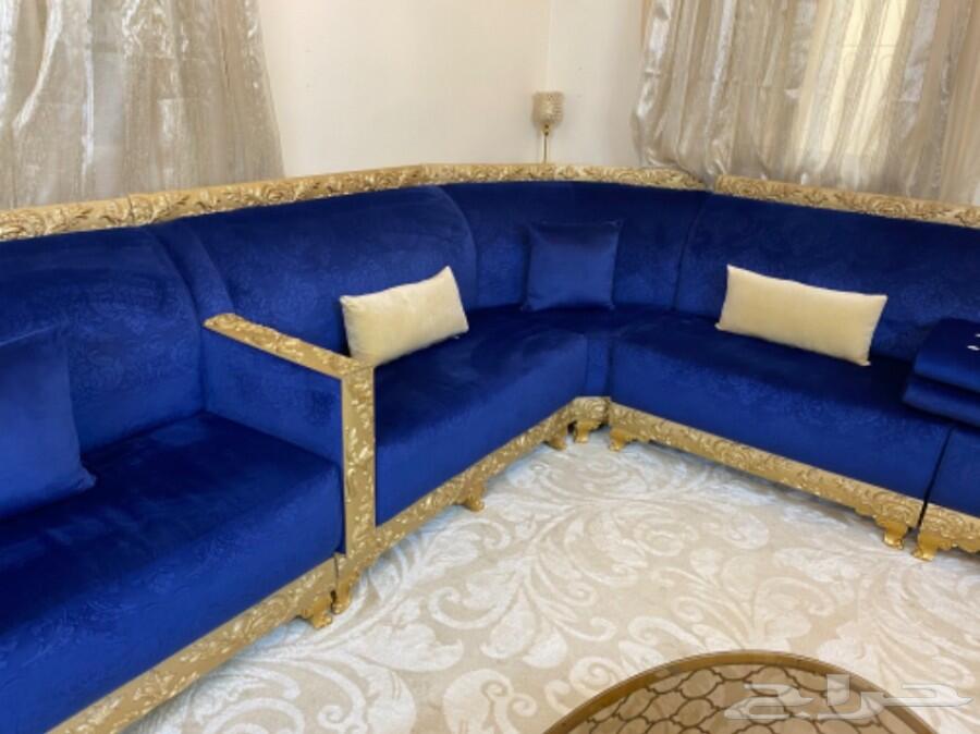 كنب ازرق خشب تفصيل