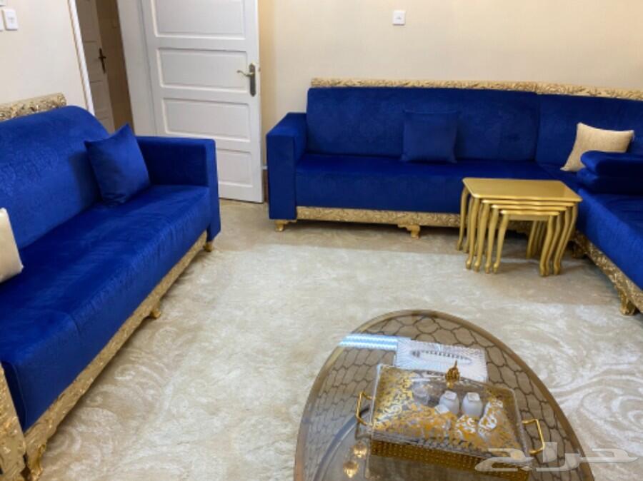 كنب ازرق خشب تفصيل